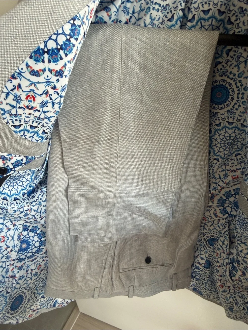 Men's Light Gray Linen-Blend Suit Jacket - Tailored Notch Lapel